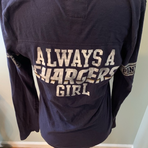 PINK navy jersey Chargers top, size L - Picture 3 of 5